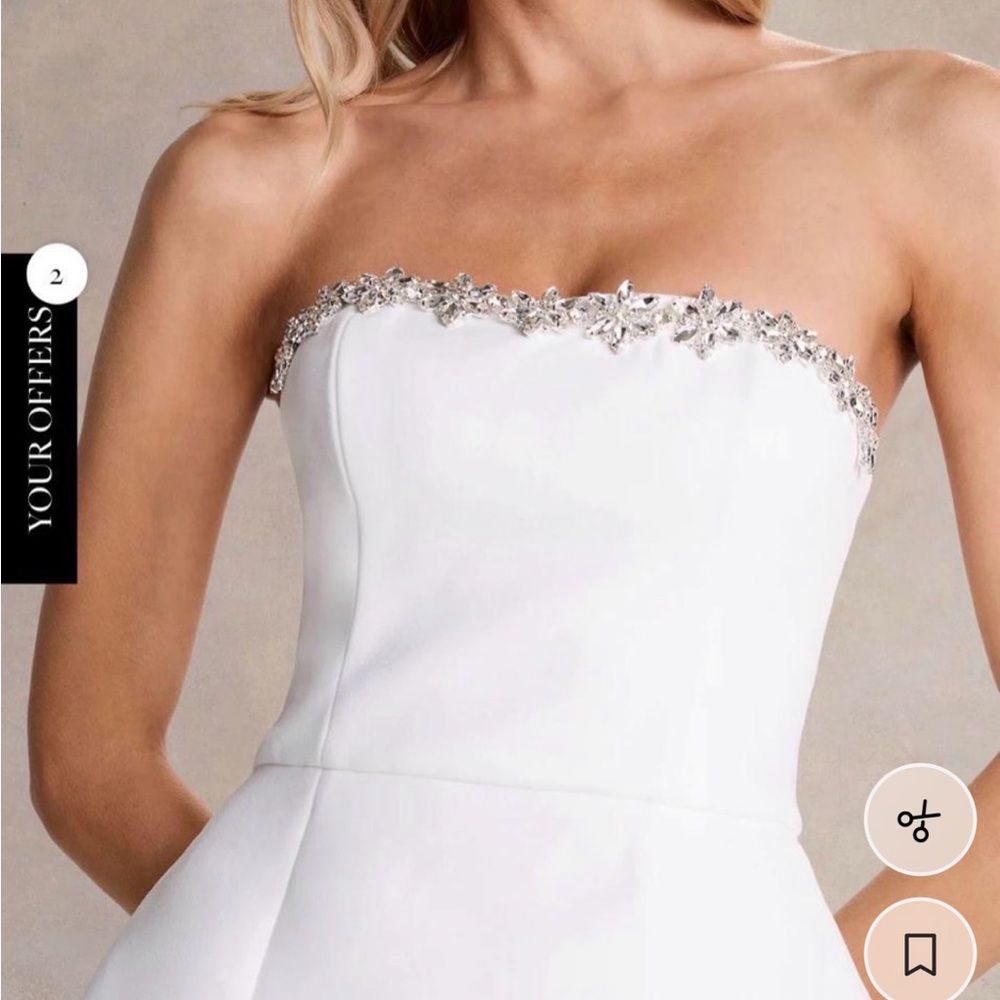 Strapless White Bridal Mini engagement dress - Picture 3 of 4